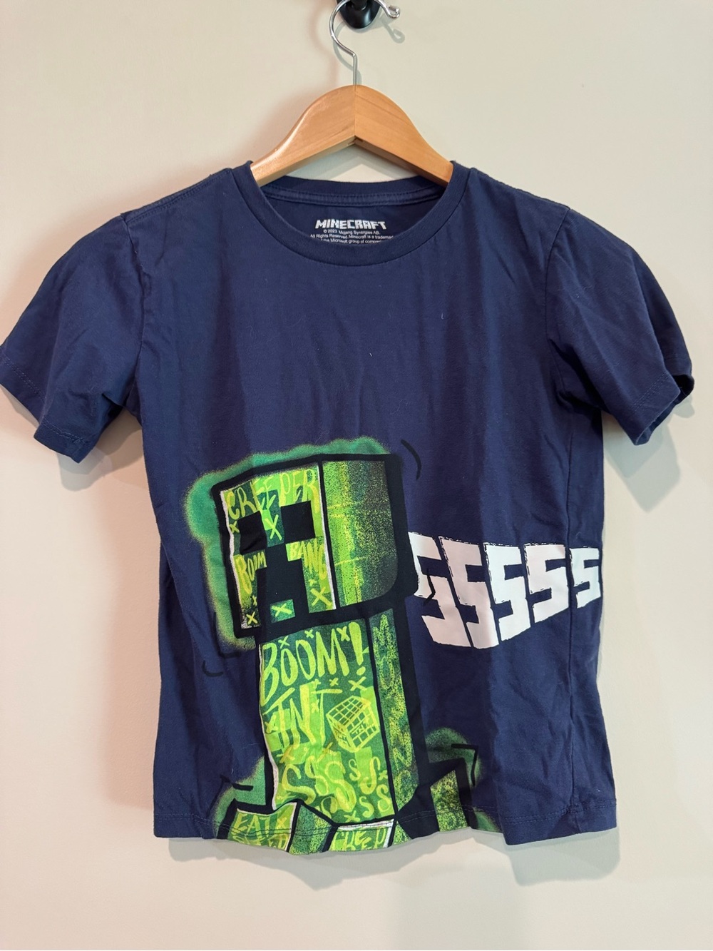 Minecraft Boys' Navy Creeper Graphic Tee